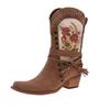 European and American style autumn fringed thick heel color matching pointed head medium tube large size leather boots