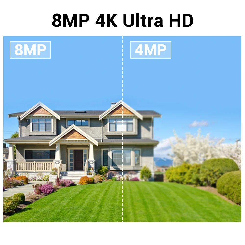 4K POE IPC Camera 8MP Ultra HD Outdoor Security CCTV with Color Night Vision, Human Vehicle Detection, IP66, Support Tuya APP