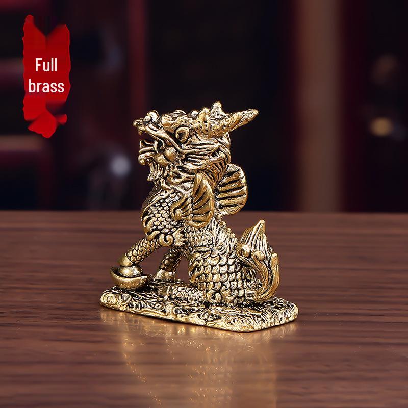 Pure Brass Qilin Ornaments Pair - Auspicious Home & Office Decor