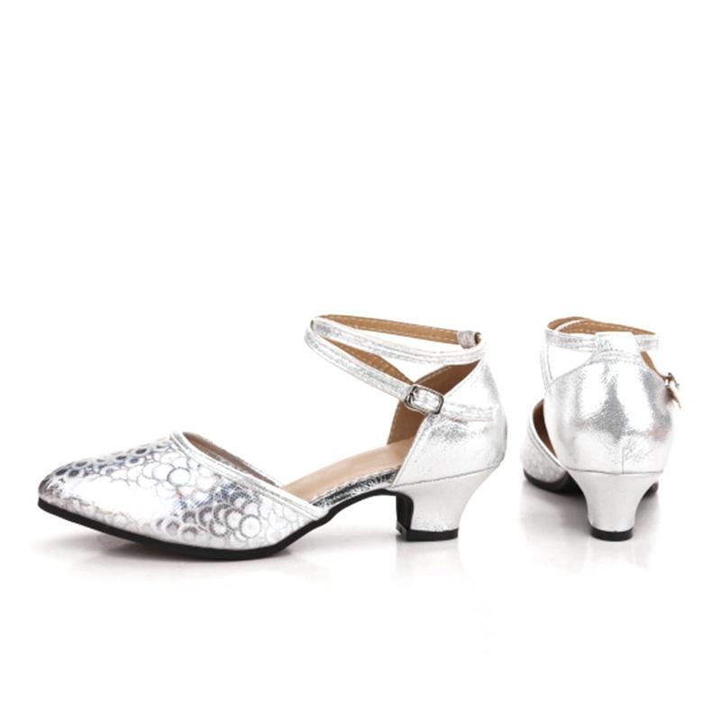 Women Girls Latin Ballroom Party Dance Shoes Tango Waltz Soft Sole Sandals Salsa Closed Toe Dance Shoes Heeled 5.5cm