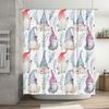 Watercolor Gnomes Shower Curtain Nordic Style Home Decor Waterproof Fabric Bathroom Accessories for Kids Room Decoration Pink Wh