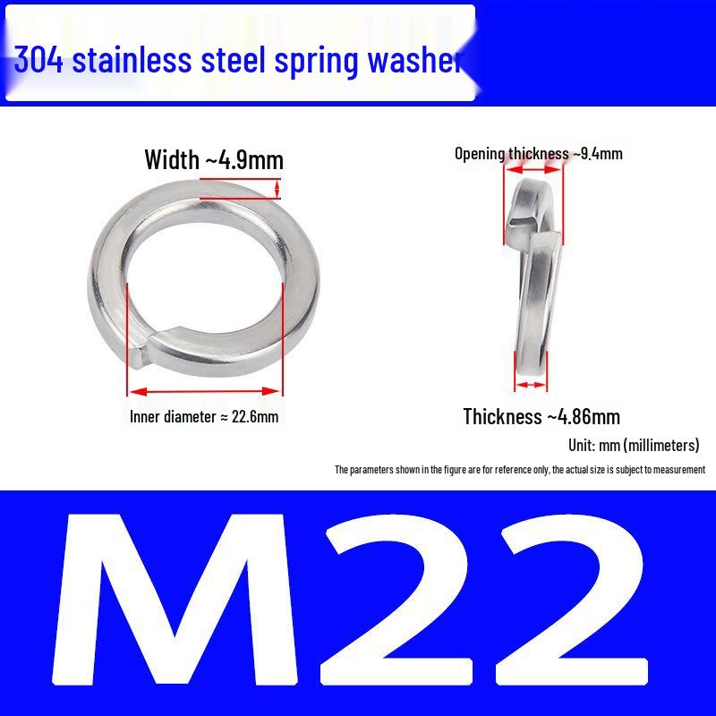 304 Stainless Steel Open Type Elastic Spring Washer, Spacer for M2, M3, M4, M6, M8, M14, M20, M24