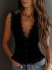2025 Suede Velour V-neck Tank Top - European & American Style for Women