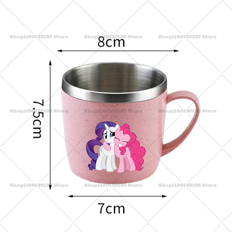 My Little Pony Water Bottle Kawaii Stainless Steel Cups Handle Coffee Milk Mug Tea Drink Home Office Gift Women for Kid Friendly Entertaining Fun Play
