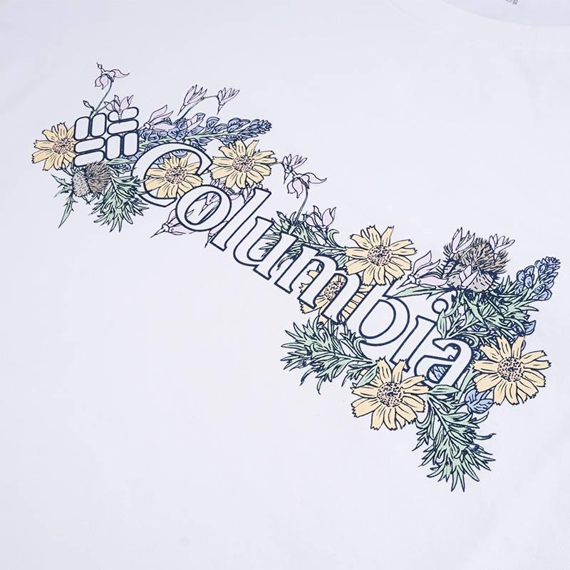 Columbia Printed Logo Crew Neck Short Sleeve Regular T-Shirt Women Tops White AR5795-103