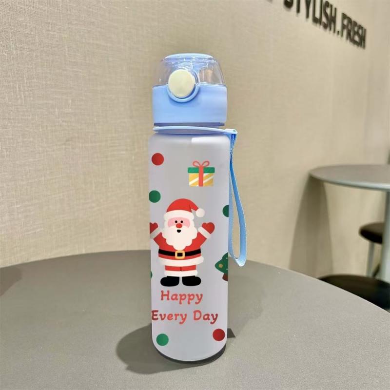 3D Printed Cartoon 700ml Cute Christmas Water Bottle with Cute Santa & Reindeer Design High Appearance Plastic Water Cup