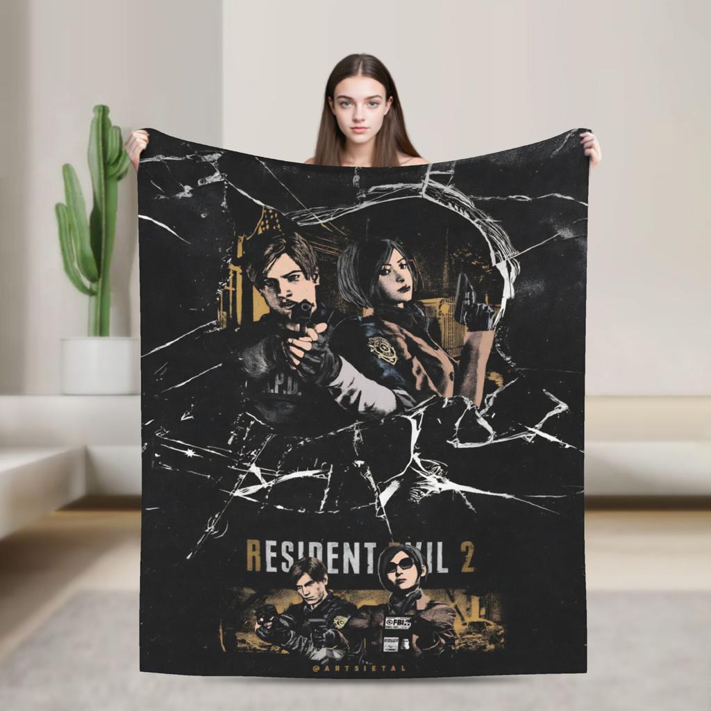 Leon Kennedy Resident Evil Warm Soft Blanket Picnic Plush Bedding Throws Fashion Outdoor Flannel Bedspread Sofa Bed Cover