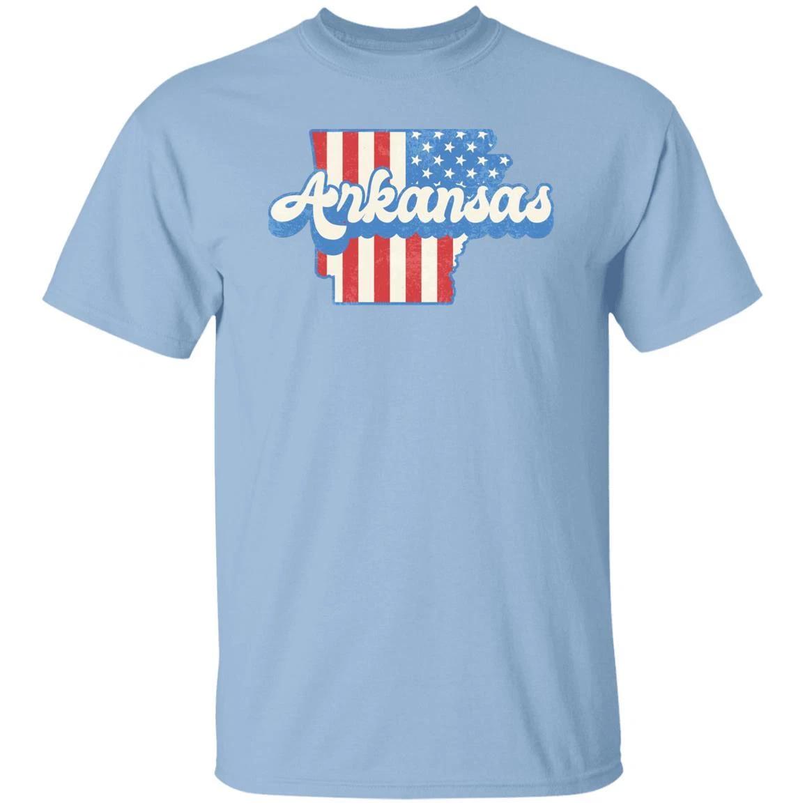 Arkansas US flag Unisex T-Shirt American patriotic AR state tee White Ash Blue 3XL