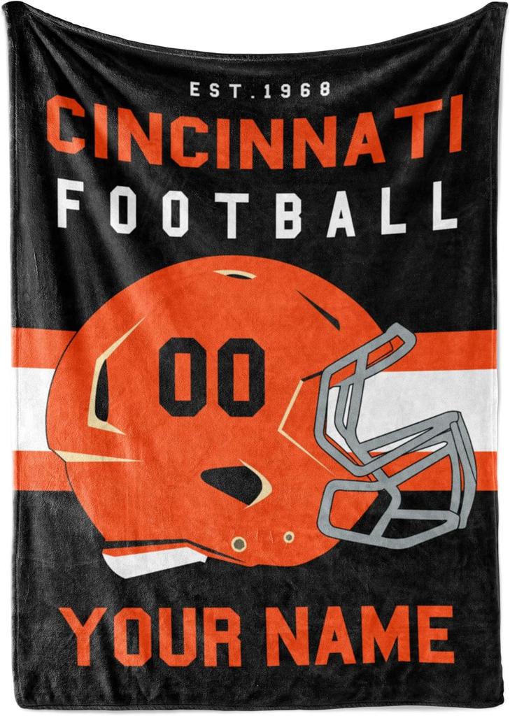 Throw Blanket For Football Fans Ships Next Day Made In Usa -Custom Fleece Name Ideal Youth Footb Custom Blankets