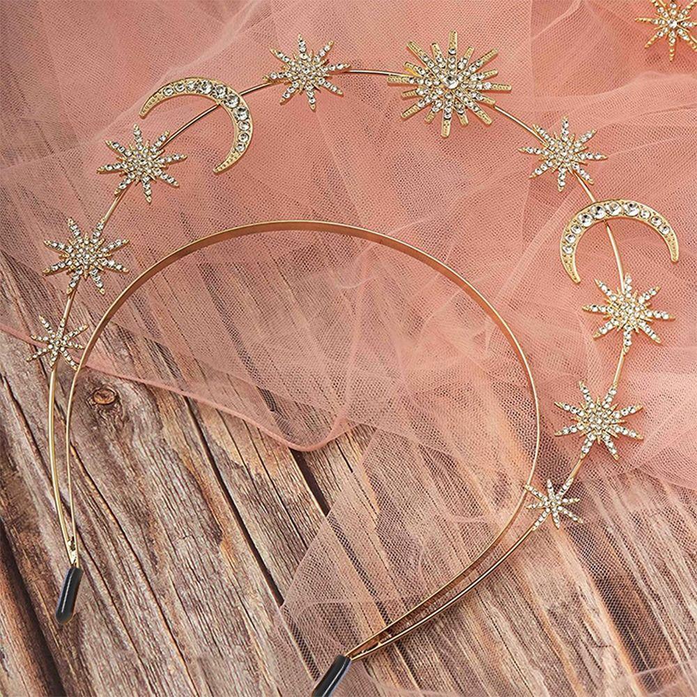 Gold Silver Color Crystal Star Hairband Sparkling Stars Tiaras Bridal Crown Hair Accessories Headwear Princess Queen