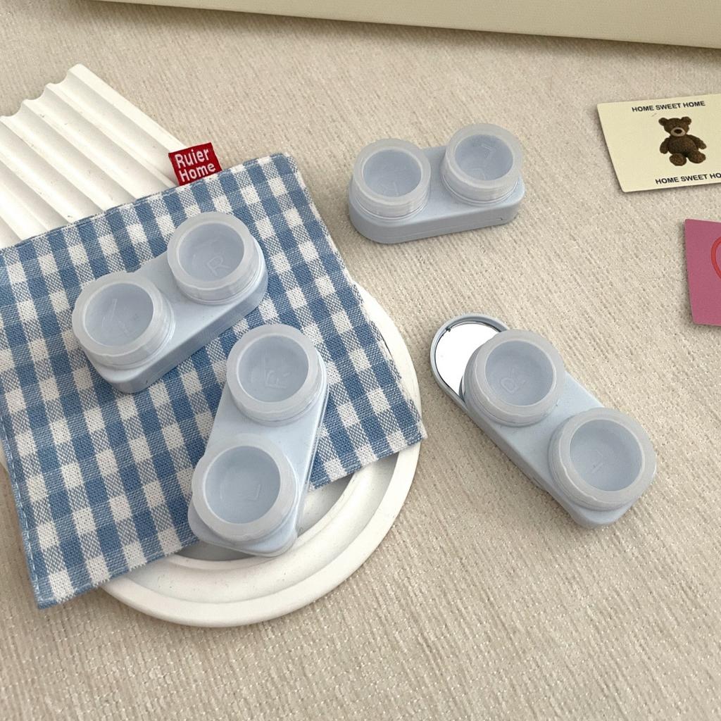 1PC Cream Colour Contact Lenses Box Travel Holder Container Soaking Contact Lens Box Mini Contact Lenses Case Accessorie