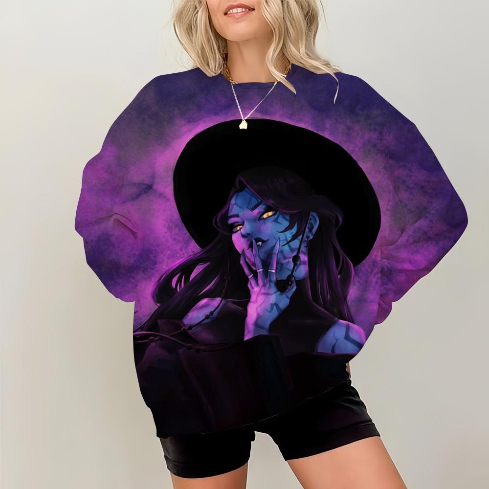 KPop Demon Hunters Print Pullover Sweatshirts Casual Long Sleeve Crew Neck Sweatshirts Fall Winter Women's Clothing