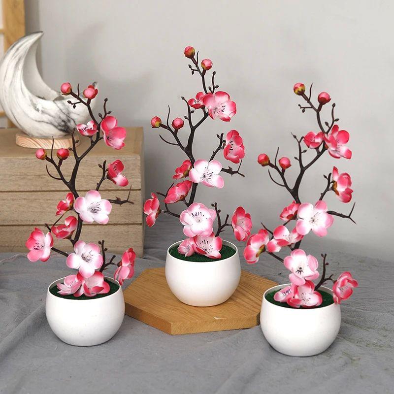 Artificial Flower Potted Simulation Butterfly Orchid Wintersweet Bonsai Home Decoration Simulated Flower Fake Potted Plants