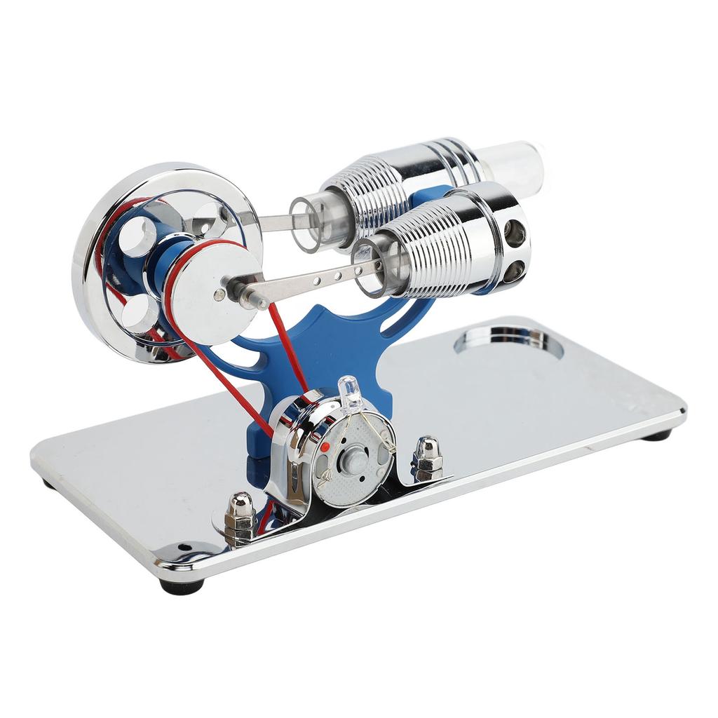Stirling Engine Motor Model Aluminium Alloy Hot Air Educational Toy Electricity Generator with LED