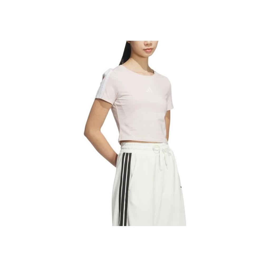adidas Fashionable Comfortable Round Neck Short Sleeve T-Shirt Women Tops Purple Pink JZ2314