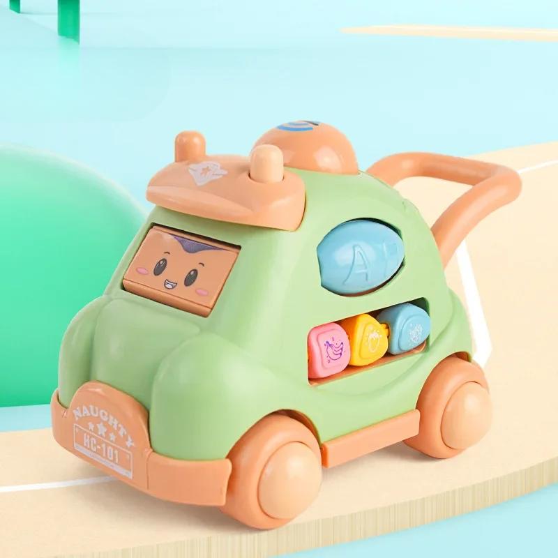 

1 шт., креативная светящаяся музыкальная детская игрушечная машинка, мультяшная многогранная тележка, детские игрушки для ползания и ходьбы