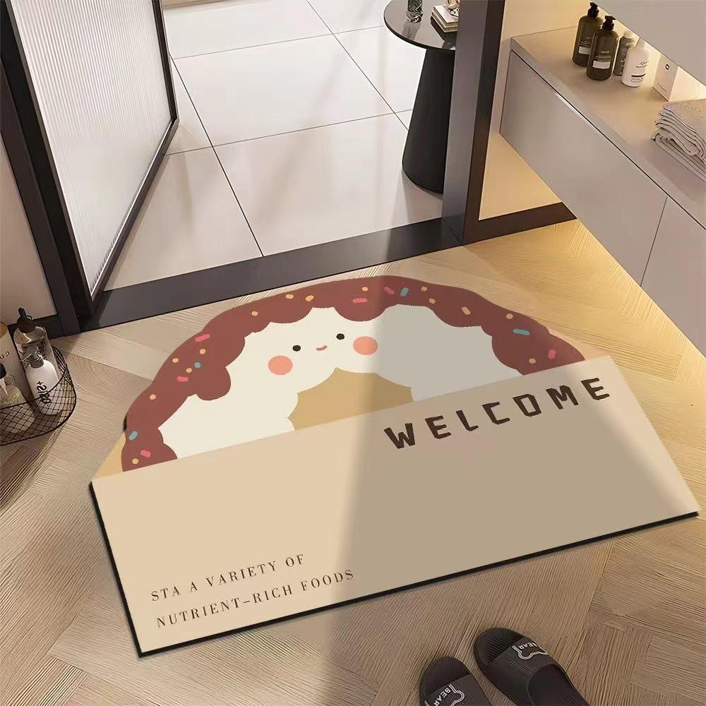 Cartoon Pattern Toilet Toilet Door Non-slip Quick Drying Mat Bathroom Floor Mat Diatom Mud Absorbent Soft Mat