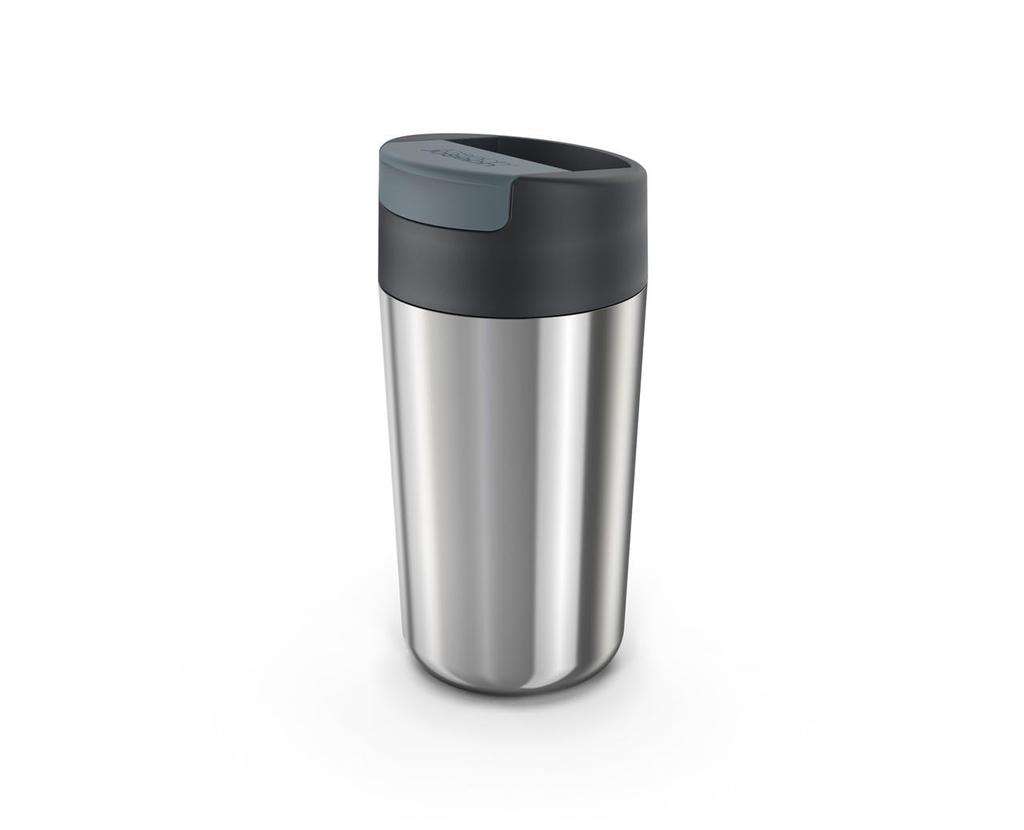 Joseph Joseph Travel Mug with Lid, Spill-Proof, 454ml, Ship Steel, 81133
