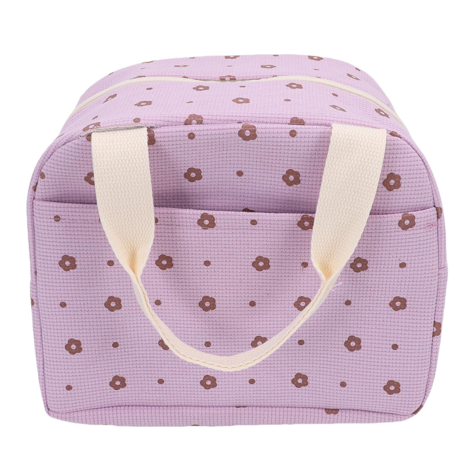 

Insulated Lunch Bag Portable Reusable Cooler Handbag for Work Picnic Travel Large Capacity Aluminum Foil Liner Flower Pattern