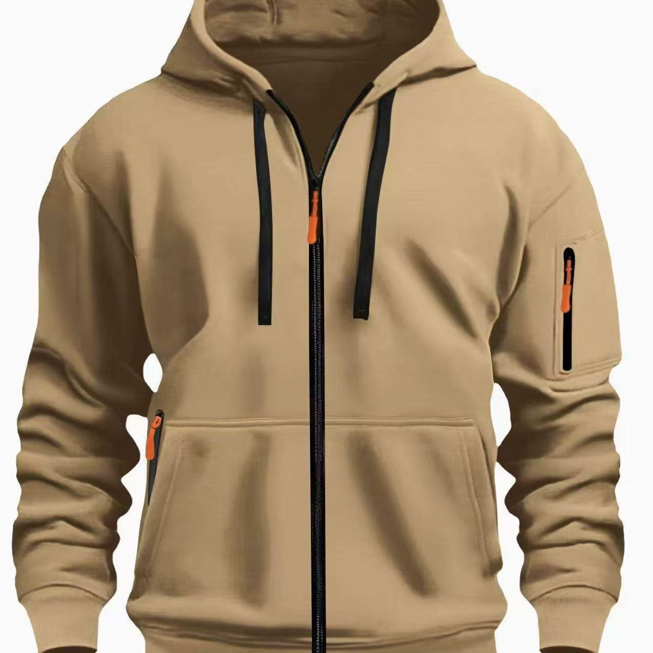 

Trendy European & American Zippered Sports Hoodie Jacket - Perfect for Fall & Winter XL (order one size smaller) хакі