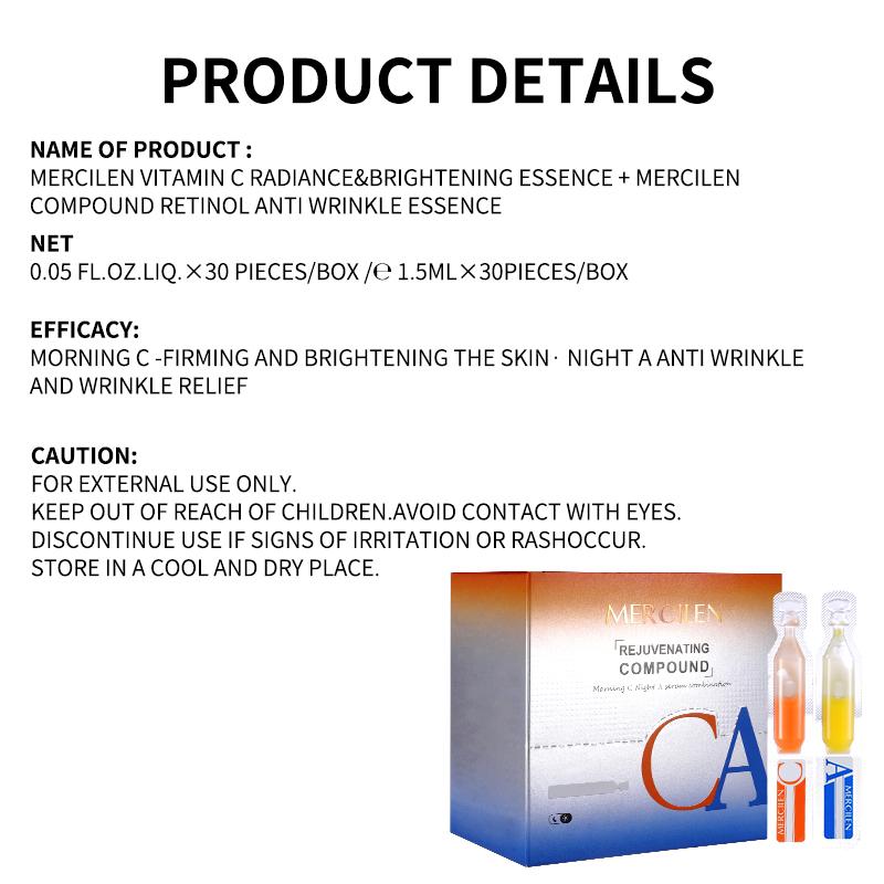 MERCILEN Morning C and Night A Essence Combination Moisturizing Moisturizing Moisturizing and Moisturizing Facial Anti -Wrinkle Anti -Wrinkle Essence