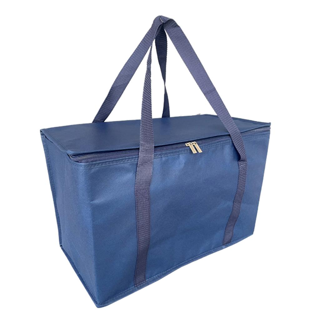 Thermal Insulated Reusable Grocery Bag Collapsible Food Delivery Bag With Zipper Top for Office Lunch Camping BBQ