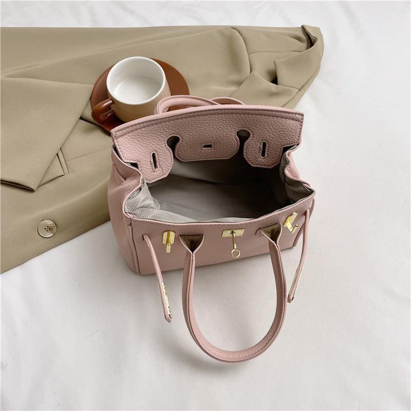 Ny high-end litchimønster klassisk platinaveske bærbar skulder skrå crossbody dameveske