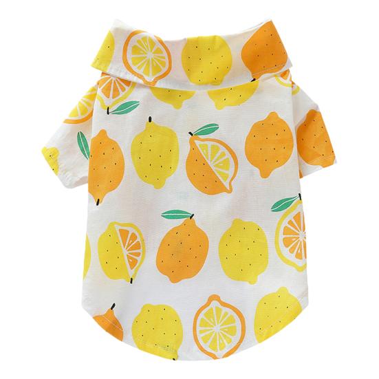 

Рубашка для собак, воротник с лацканами, застежка на пуговицы, мягкий удобный узор, хлопок для домашних животных, вишневый летний пуловер для собак, повседневная одежда S жёлтый