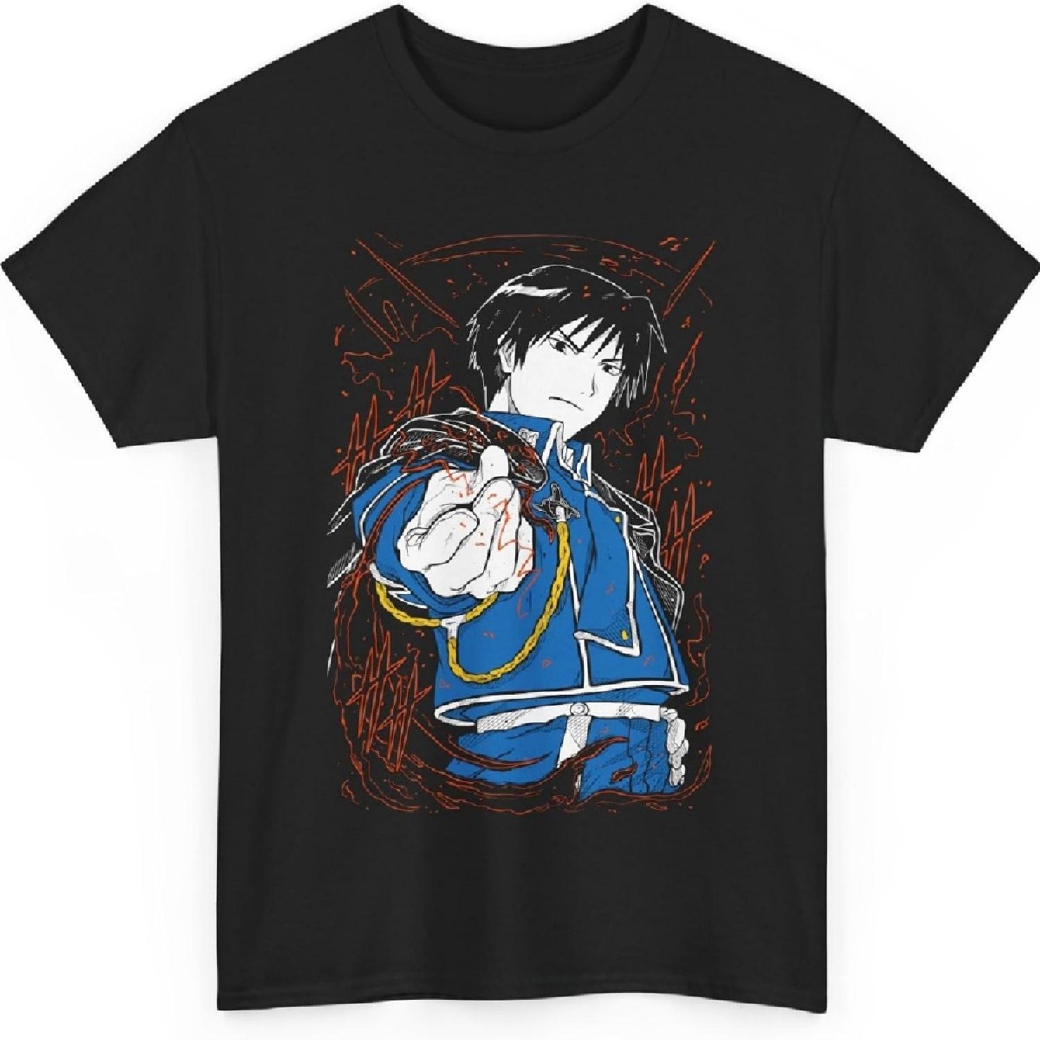 

Fullmetal Anime Alchemist T-Shirt,Japanese Anime Shirt Cotton Short Sleeve tee M-12 XXXXXL чёрный