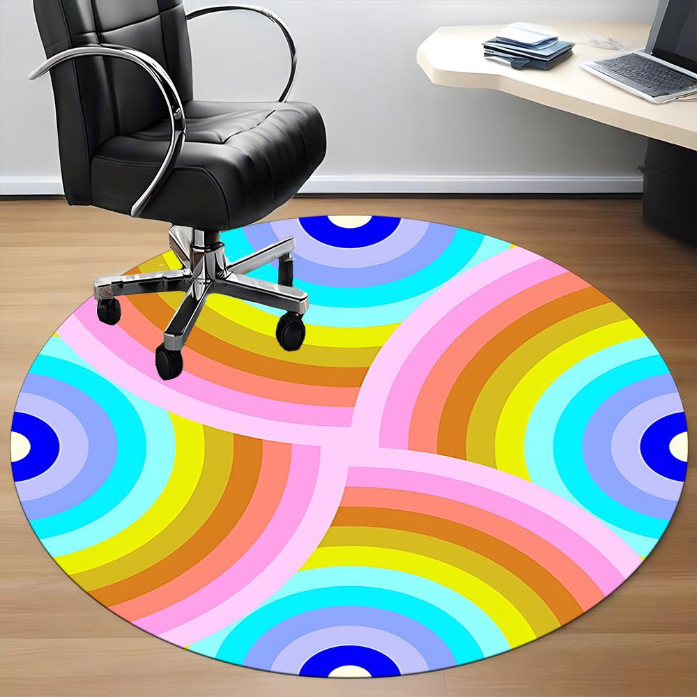 1pc Colorful Circles Chair Carpet for Office, Soft Flannel Throw Mat, Perfect for Office, Holiday Party Decoration Choice yy260320132