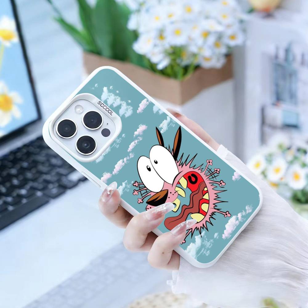 Courages Cowardly Dog Phone Case For IPhone 16 17 15 14 12 13 Pro Max white Color Shockproof Cover