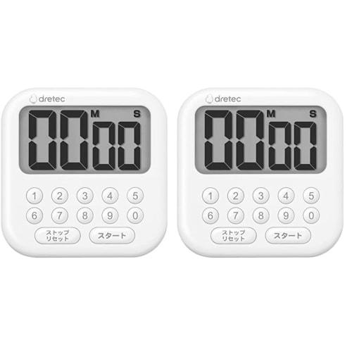 [Set of 2] dretec Bubble 10, an easy-to-use 10-key timer with count-up/down and repeat functions, up to 99 minutes and 90 seconds, can be used with a
