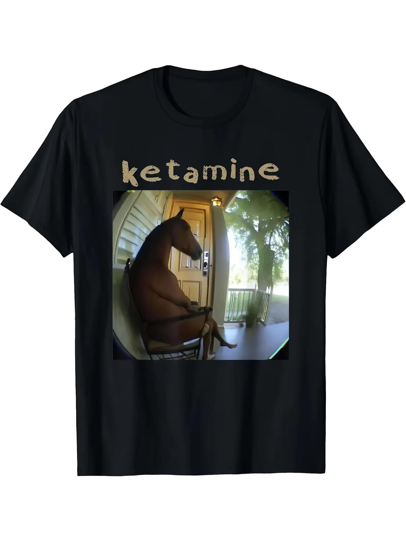 

Ketaminefree Horse Ketamine Horse Emergency Horse Horse Sitting in A Chair Tshirt Couples Springsummer Pure Cotton Base Top S
