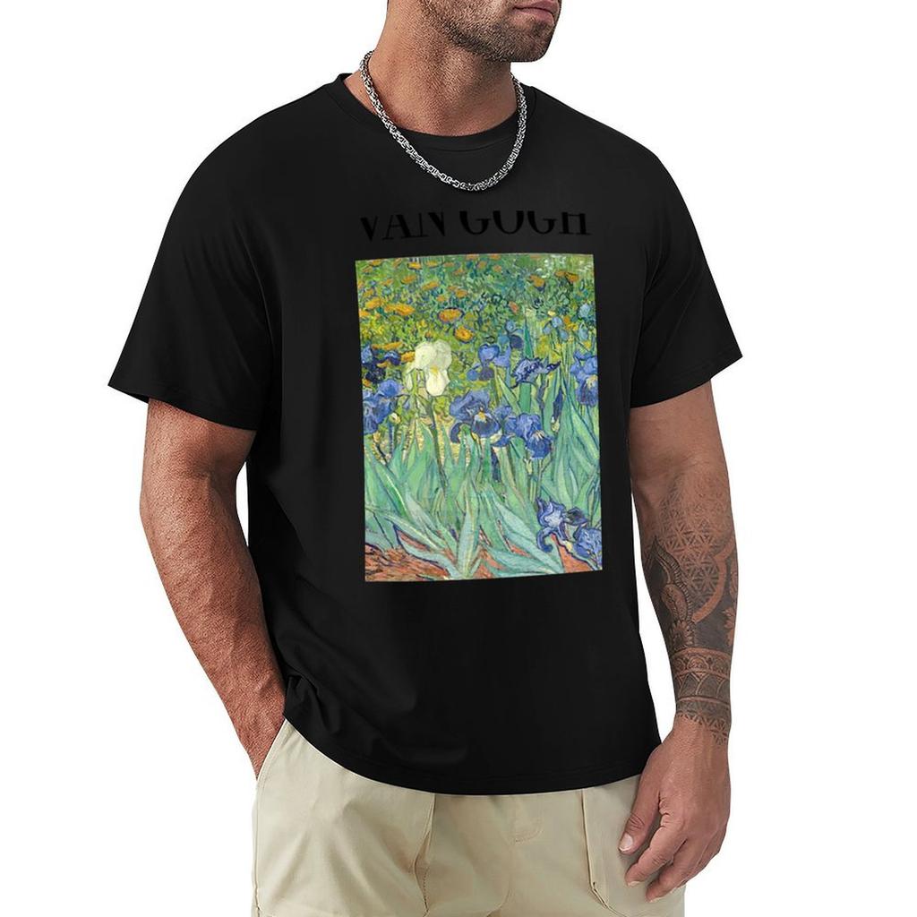 Van Gogh Irises TShirt rapper graphic tees new gifts and tshirts anime figures blue lock cotton t shirt men