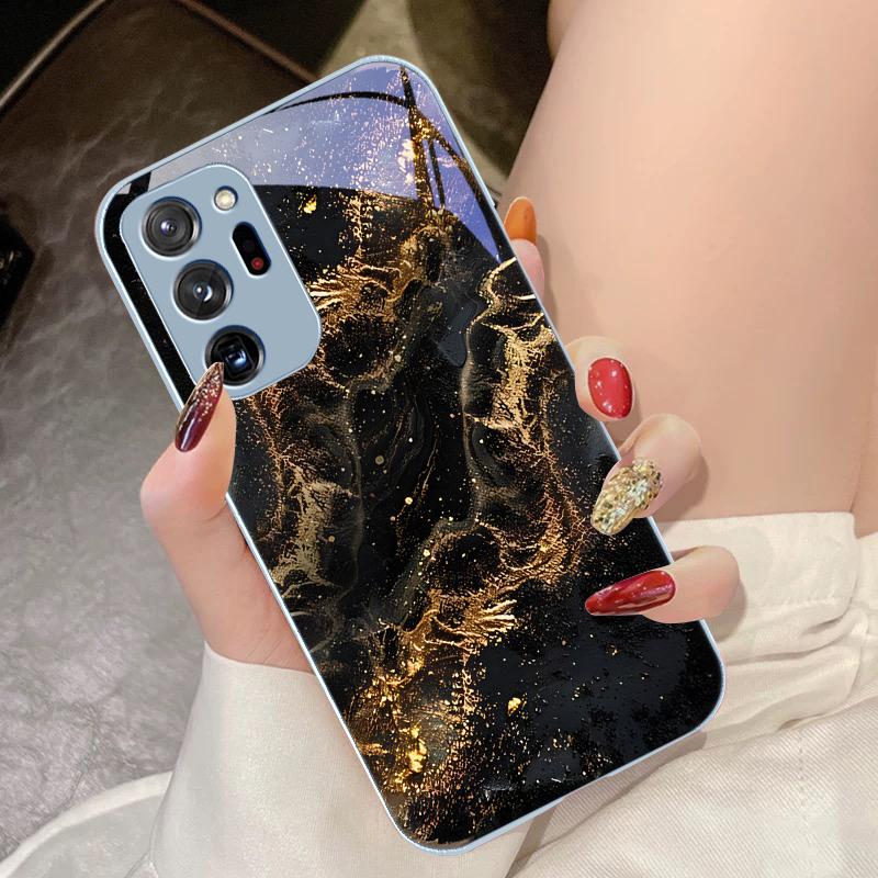 Tmavé Zlaté Černé Pro Samsung Galaxy Note 8 9 10 PRO 20 Ultra A01 02 03 Core 04E 4G 12 13 5G Tvrzené Sklo Pouzdro na Telefon
