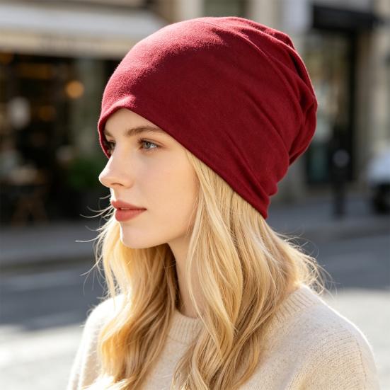 Headscarf Hat Mercerized Cotton Soft Breathable Wrinkle-Resistant Fabric Elastic Comfortable Fit Turban Hat Daily Wear