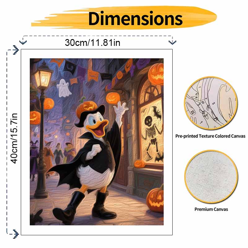Disney Handmade Diy Oil Painting Digital Painting Kit Donald Duck Pumpkin Festival Home Living Room Entrance Decoration Hanging Painting