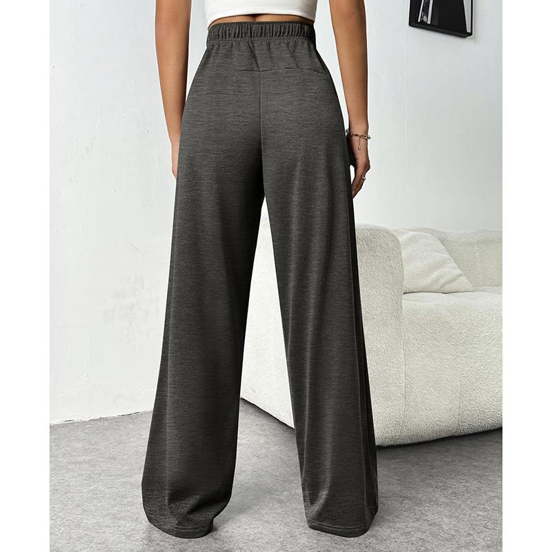 Herbst und Winter Sport Plus Größe Weite Beinhose Damen Hohe Taille Kordelzug Lockere Freizeithose Damen mit Taschen Fashion Solid Loose Pants 24962