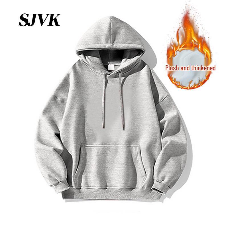 Herren Weinrot Plus Samt Kapuzenpullover - Lässige Lockere Herbst/Winter Oberbekleidung
