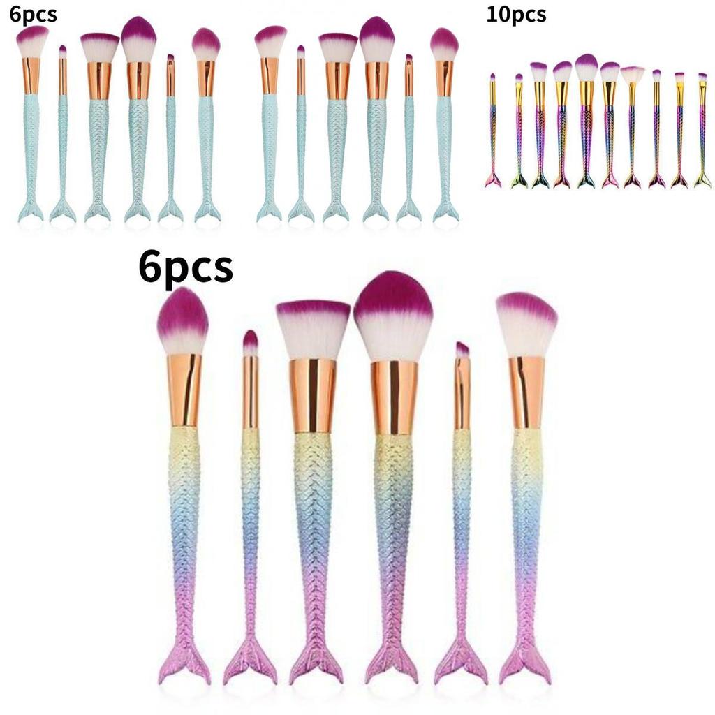 Beautiful Mermaid Makeup Brush Set With Nylon Bristles For Flawless Application And Stylish Design