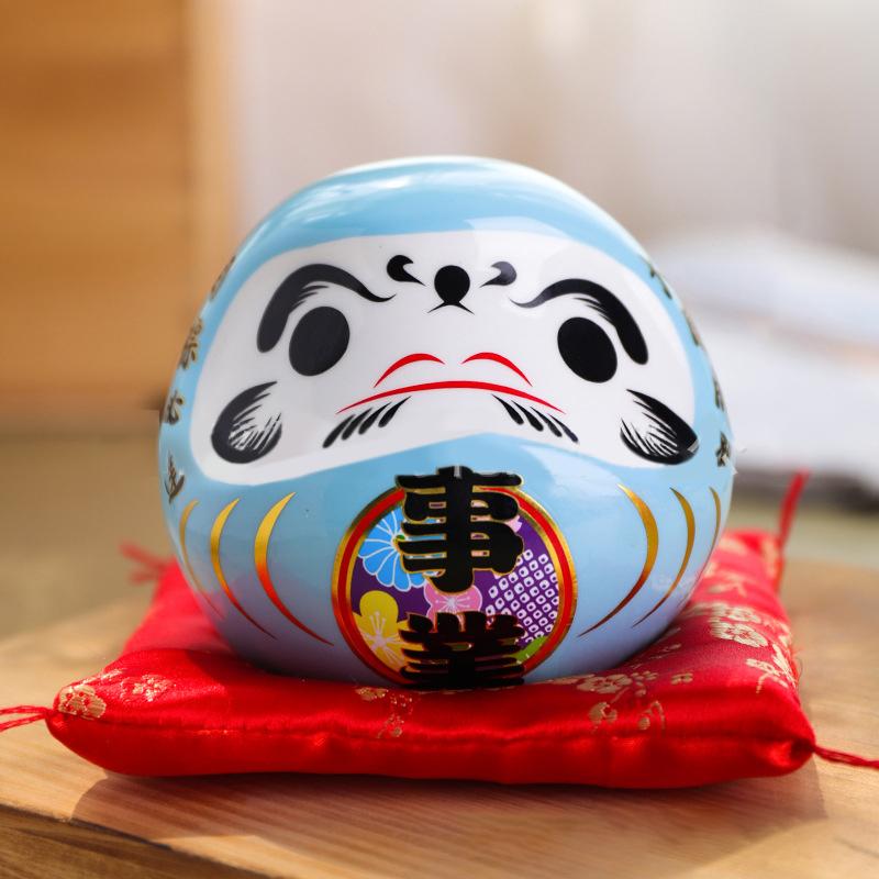 Japanese Ceramic Daruma Doll Lucky Cat Fortune Ornament Money Box Tabletop Feng Shui Craft Home Decor Crafts Gifts