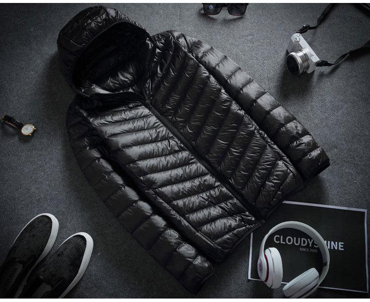 Men's Lightweight Hooded Down Jacket, Ultra-Thin & Plus Size for Autumn/Winter