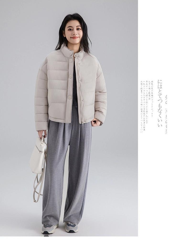 Women’s Short Quilted Stand Collar Windproof Warm Winter Jacket