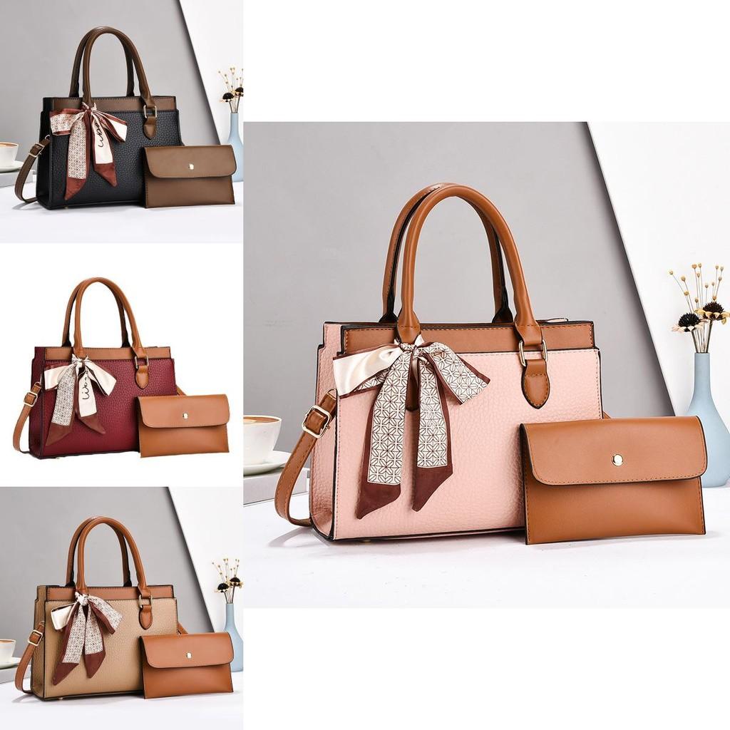 Stylish High-end Pu Leather Womens Tote Bag Set With Spacious Interior And Trendy Colors