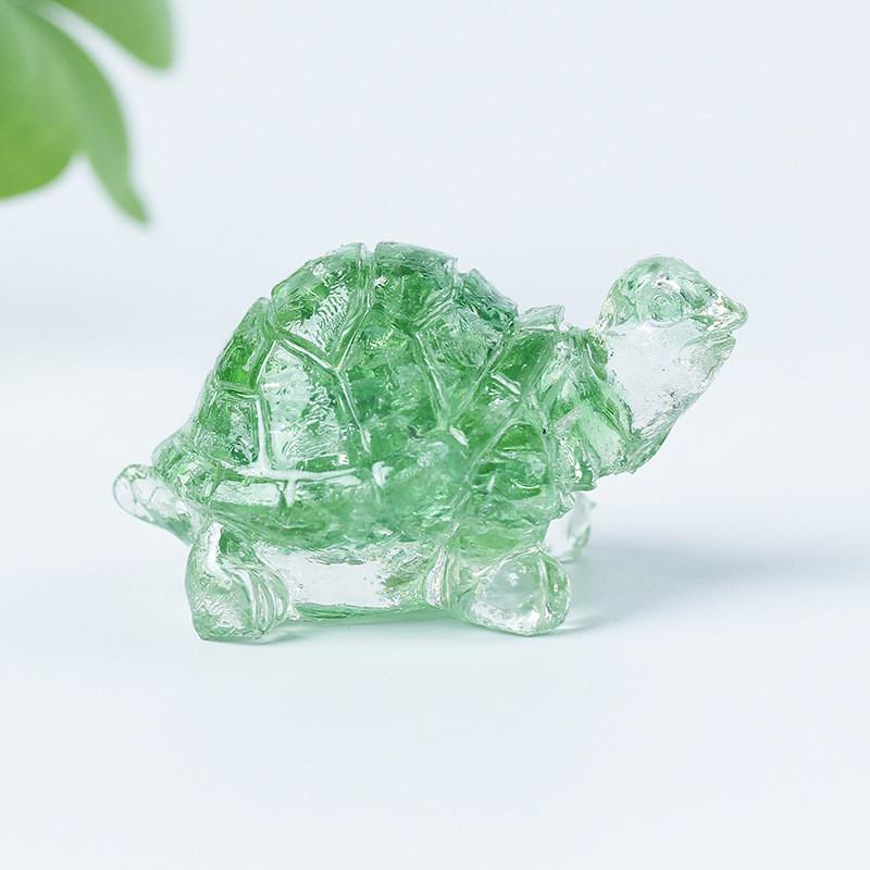 Resin Turtle Aquarium Decor With Natural Crystal Chips For Home Office And Gift