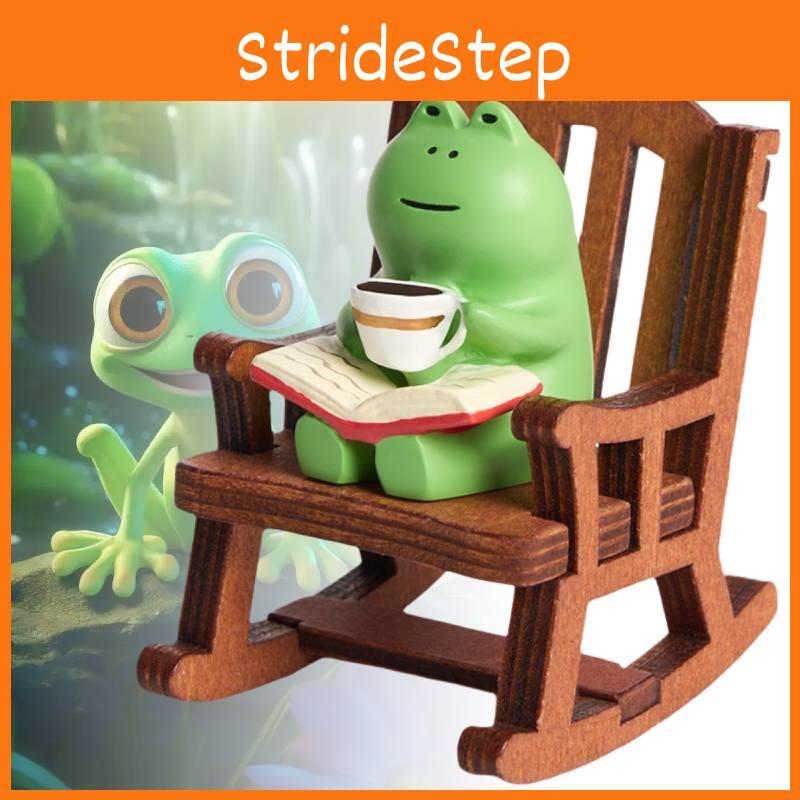 Chair Rocking Frog Figurine Animal Model Toys Statuary Christmas Ornament Gift