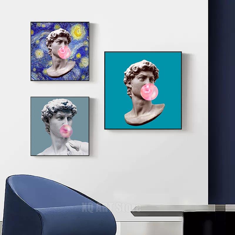 Modern Apollo Marble Sculpture Canvas Painting David Popolo Posters and Prints Wall Prints Canvas Pictures Home Room Decoration