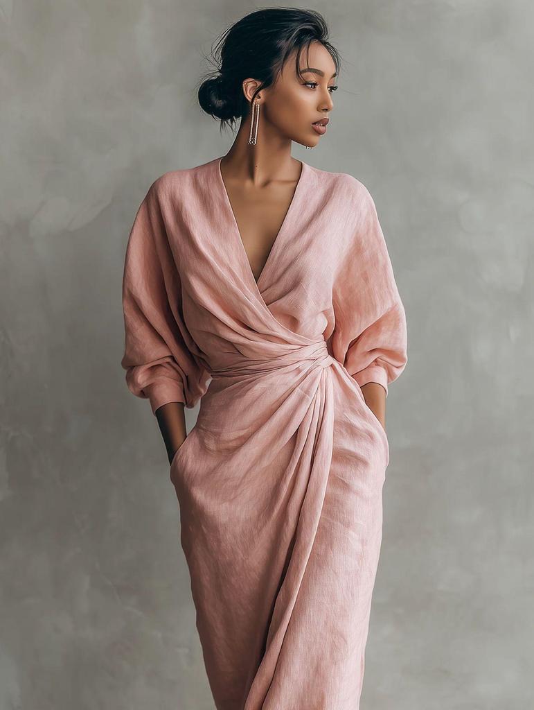 Dames V-hals Taille-cinching Jurk - Lente Zomer Vakantiestijl