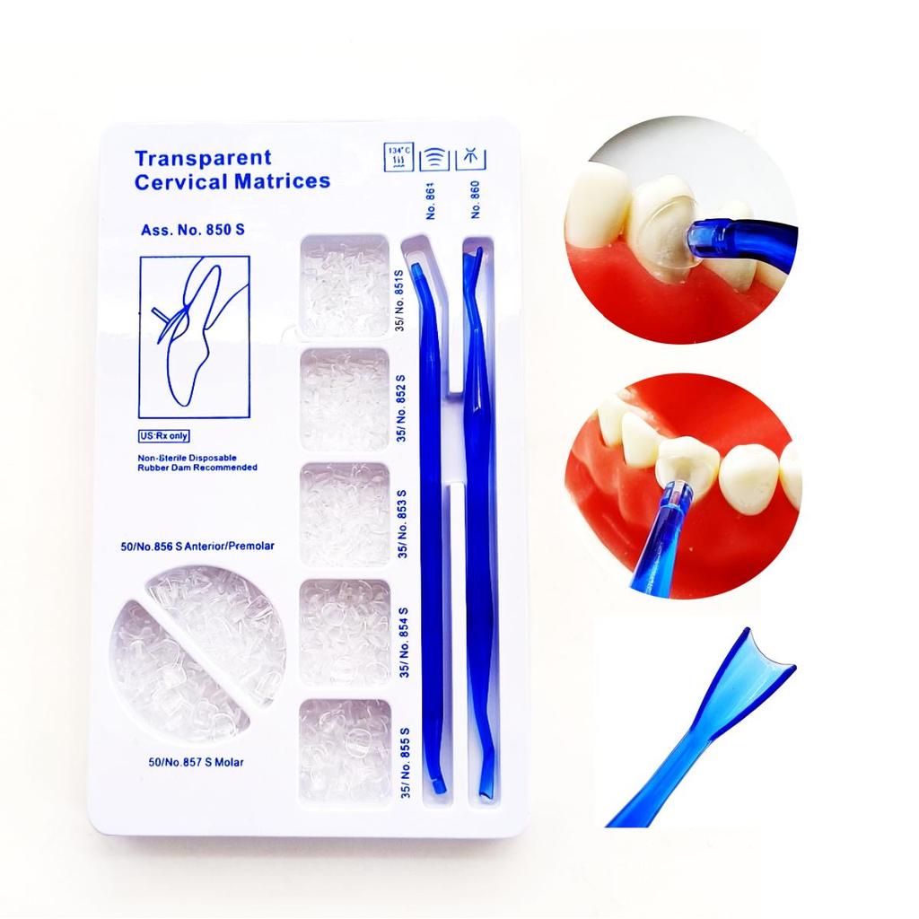1 Box Dental Transparente Zervikale Matrizen Flexibilität Antihaft-Design Optimale Zahnanpassung Dünne Kanten Kontrolle der Füllung