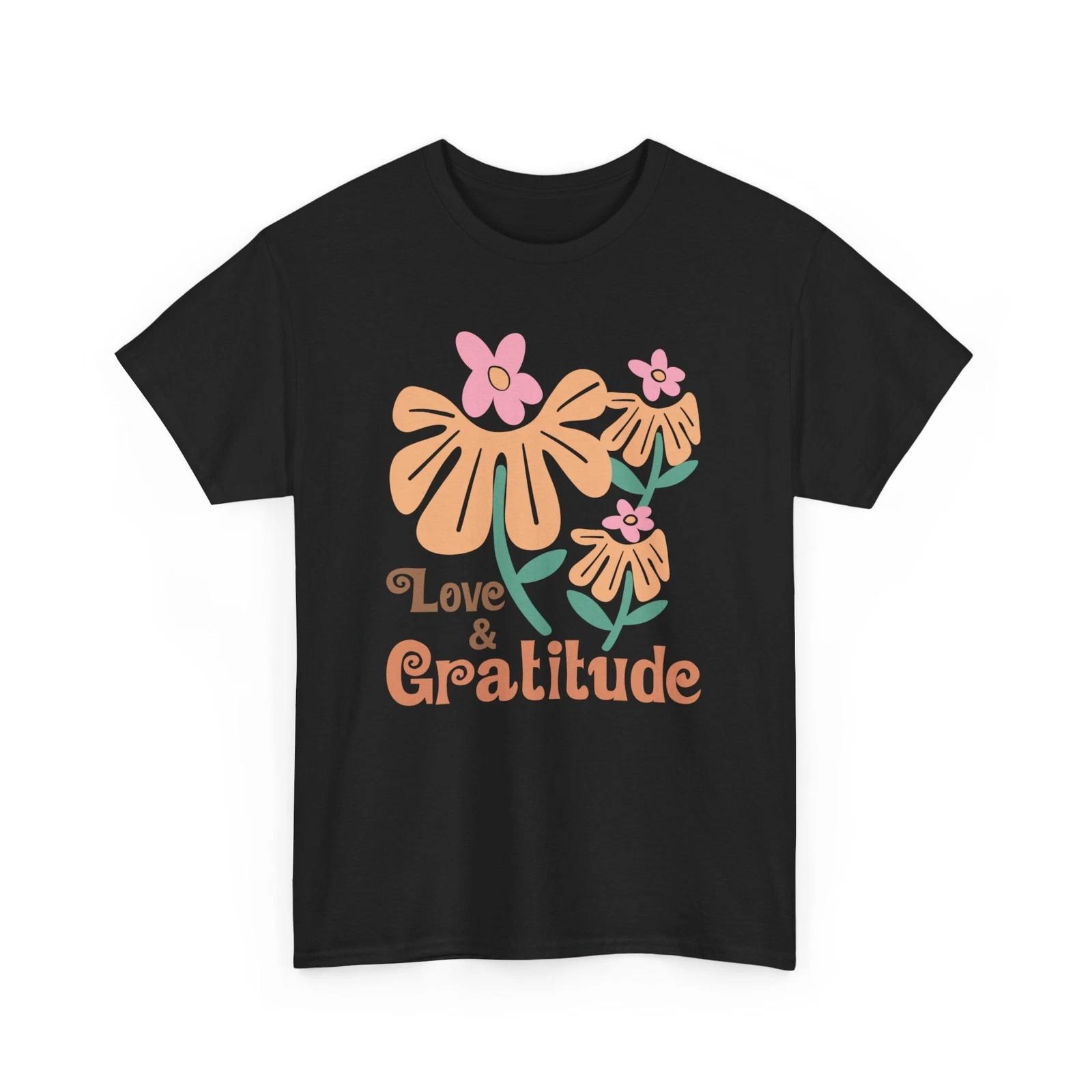 

Love & Gratitude T-Shirt - Japanese Cherry Flower Tee for Spring Lovers L